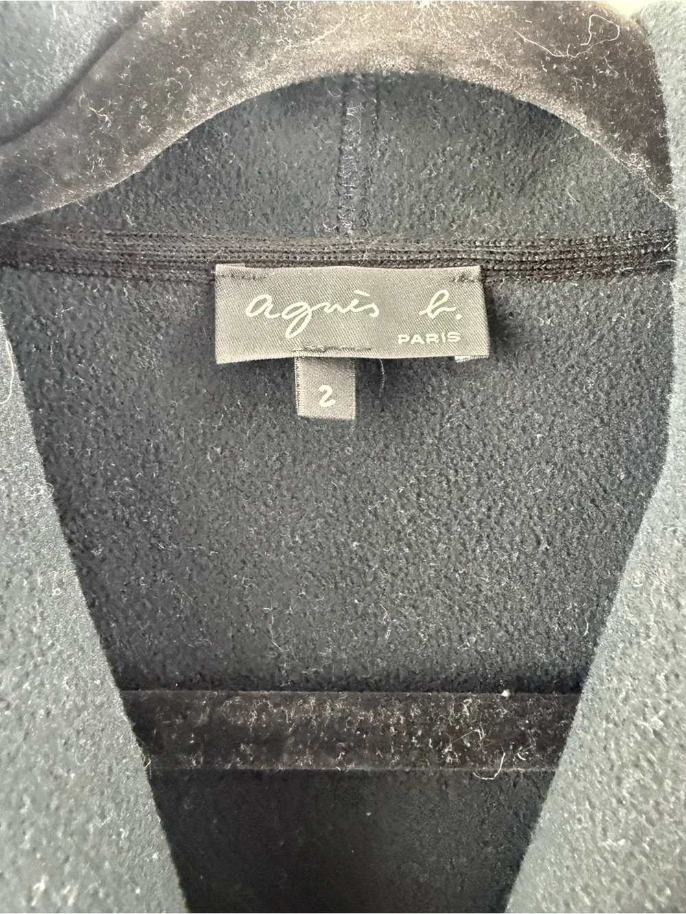agnès b. Paris Navy Ribbed Wool Blend Shawl Collar Jacket Coat Size 2 - Picture 3 of 8